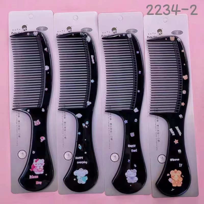 New Black Comb Practical Hair Comb for Home, Black Cartoon Print Comb, Yiwu Dollar Store Hot Selling Stock