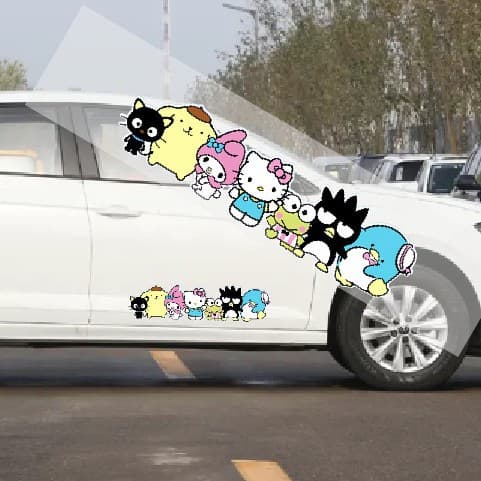 Sanrio Cute Cartoon Stickers Car Window Glass Rear Bumper Scratch Personality Electric Motorcycle Body Decal