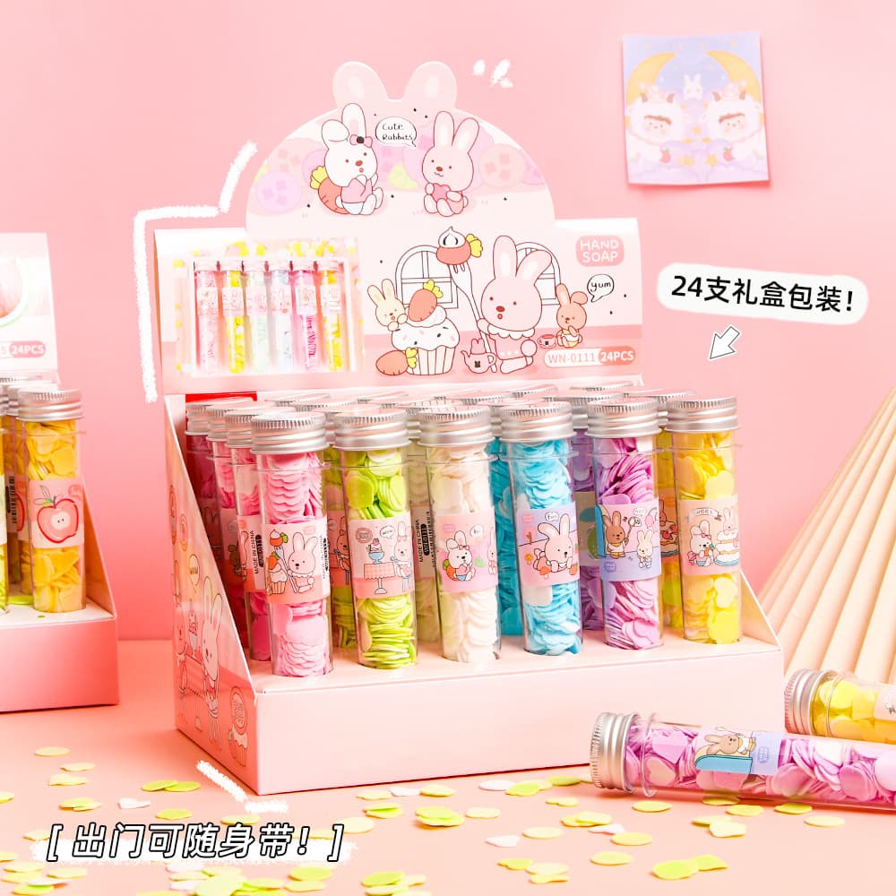 Test Tube Soap Flower Hand Washing Sheets Disposable Soap Flakes Portable Soap Paper Outdoor Antibacterial Hand Wash Travel Supplies