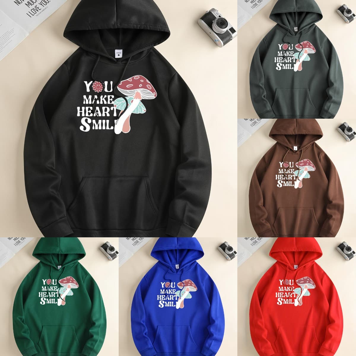 Mushroom Print Hoodies For Men - Graphic Hoodie With