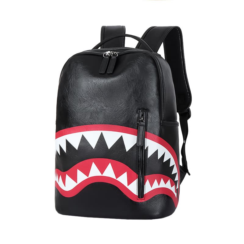 Men's Large Capacity Plaid Shark Backpack Travel Bag Student Bookbag Fashionable Streetwear Breathable Waterproof Anti-Theft Shockproof