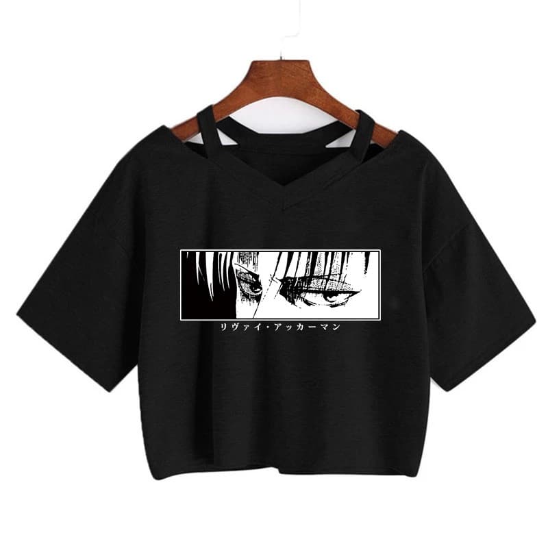 Attack on Titan Eren Anime Printed Crop Top T-Shirt Women's Short Sleeve Anime Tshirt
