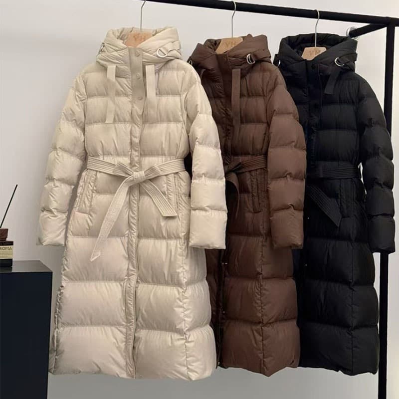 Goose Down Knee-Length Down Jacket for Women, Puffer Coat, Korean Style Brand Women's Clothing, New Wholesale, Pinghu Mid-Length Jacket