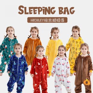 MICHLEY New Flannel Baby Romper Cartoon Crawling Suit Cross-Border Kids Christmas Pajamas Homewear