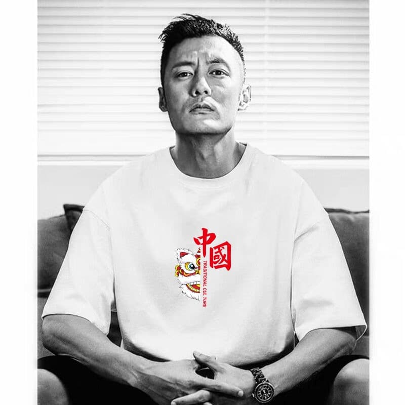 Shawn Yue's same fashion brand Hong Kong style short-sleeved T-shirt men's pure cotton casual loose half-sleeved trendy ins t-shirt bottoming shirt