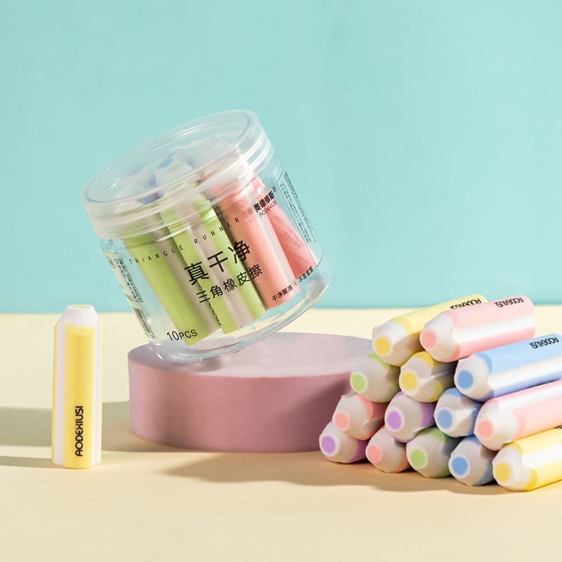 Energy-Gathering Triangle Eraser - Shavings-Free, Ultra Clean, Elementary Student Specific, Clean Erasing Without Marks, Wholesale