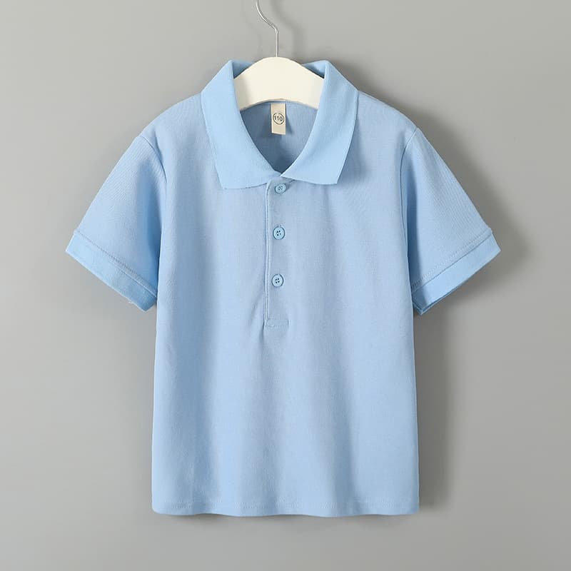 Children's 0-12 Years Old POLO Shirt 100% Cotton Elastic Pique Knit Stand Collar Turn-Down Collar Polo Shirt Breathable