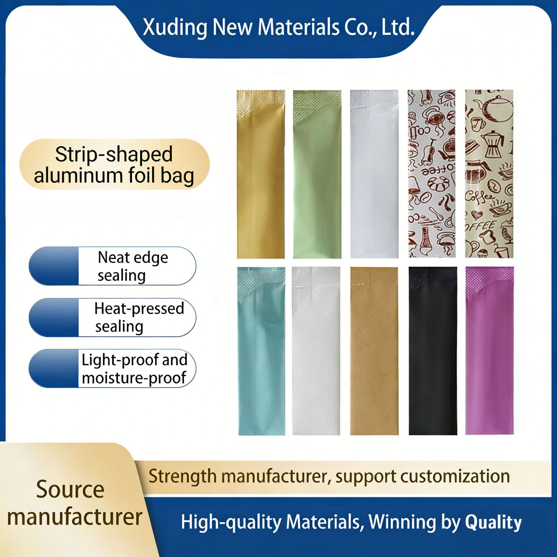 Disposable Strip Aluminum Foil Bags for Powder Packaging