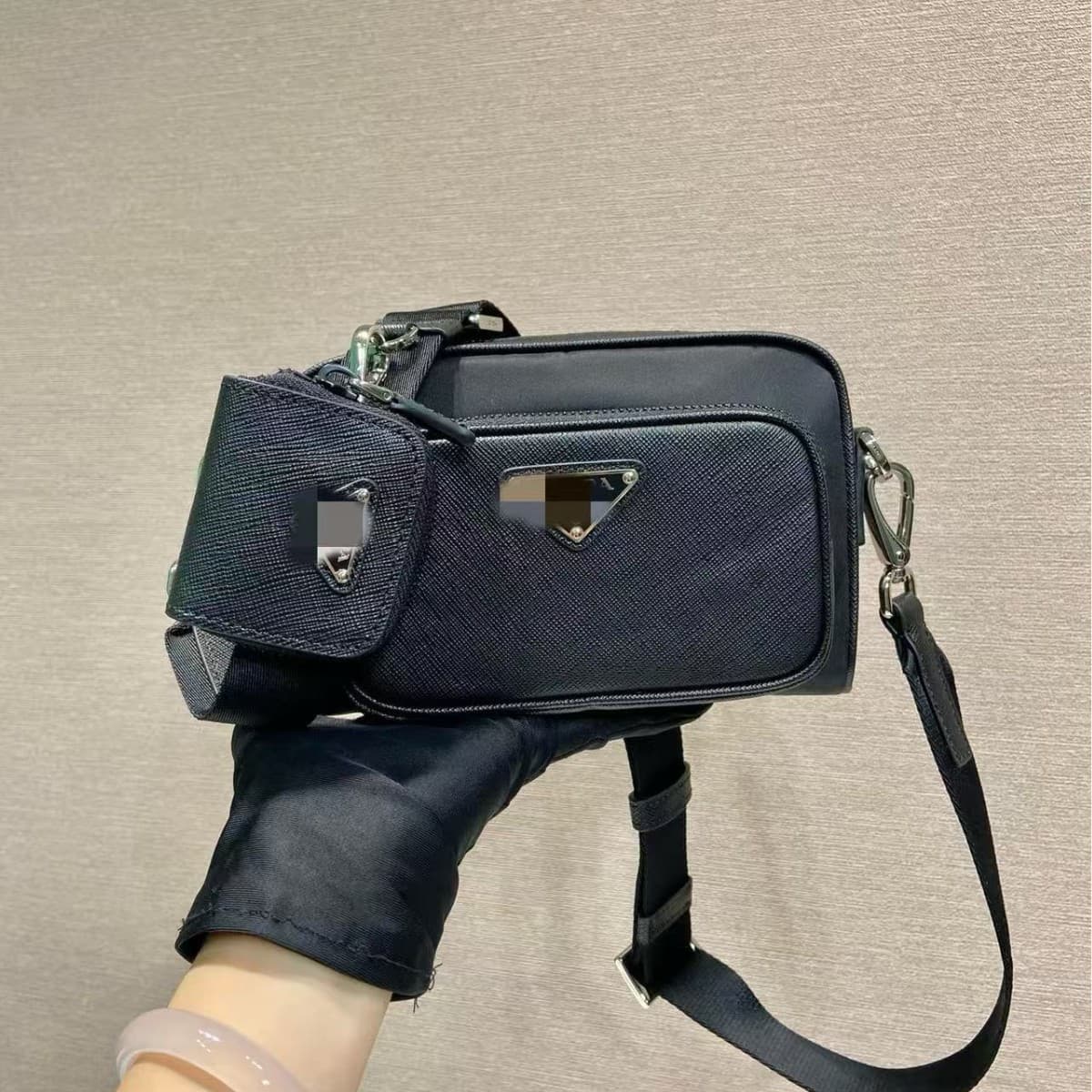 Prada Men's Parachute Nylon Crossbody Bag, Men's Messenger Bag, Casual Shoulder Backpack, Chest Bag, Waist Bag