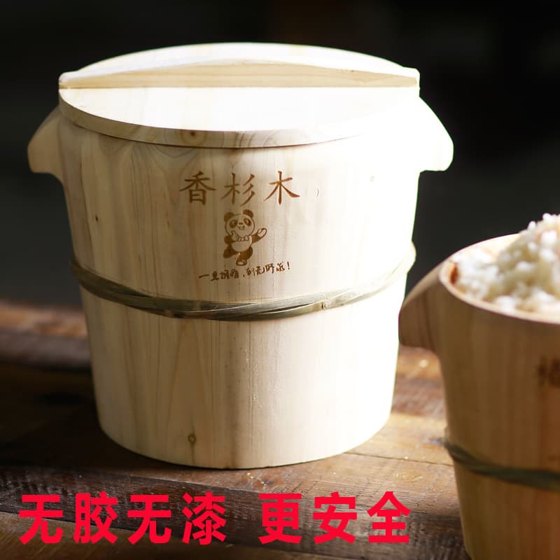 Fragrant cedar wood steaming bucket, steamed rice wooden bucket, home-use steamed rice bucket, rice steamer, commercial large rice and wine steaming bucket.