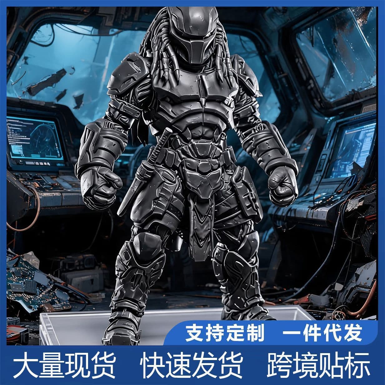 Cross-border new product 3D printing dark science fiction mecha warrior figure collection niche trendy desktop ornament gift