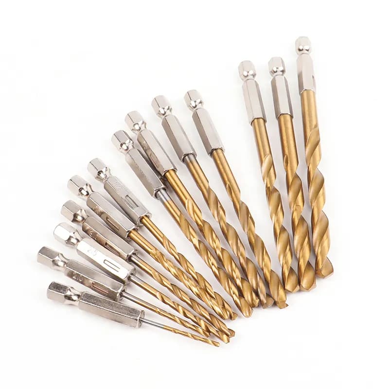 Hex Shank 13PC Bearing Steel Titanium Coated Twist Drill 1.5-6.5mm Electric Drill Screwdriver Drilling Impact Driver Bit Set