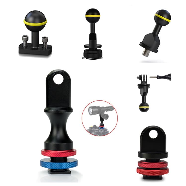 Universal Hot Shoe Camera Mount Ball Head GoPro Action Camera Adapter Ball Arm Diving Photography Accessories