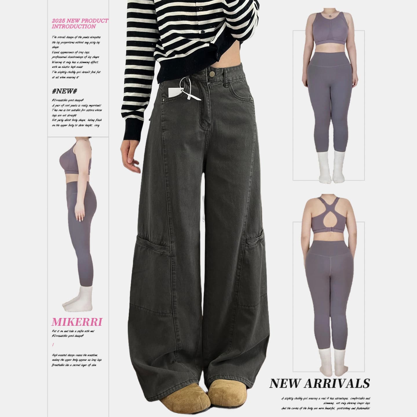 Gray wide-leg denim overalls for women summer new large size fat mm loose slimming pear-shaped straight pants