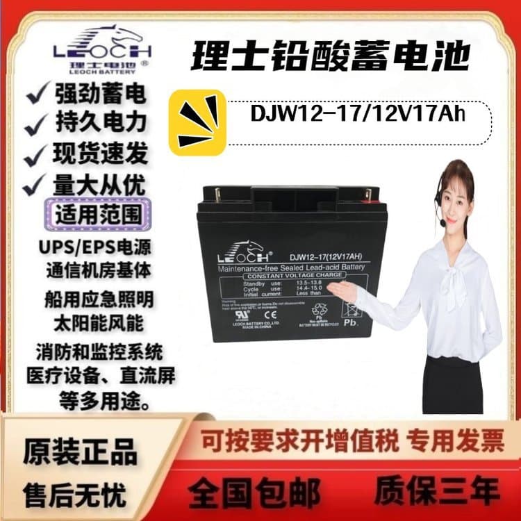 Leoch Battery DJW12V7/9/12/17AH for UPS Host Built-in, Centralized Lighting Power, and Access Control