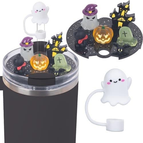 Halloween Stanley Cup Lid Fixed Acrylic Nameplate Cartoon 3D 40OZ Glow-in-the-Dark Decoration Straw Topper