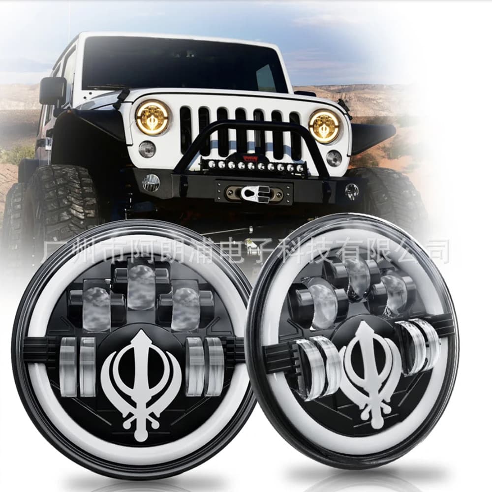 7 Inch Wrangler Headlight Front LED Car Light Harley Motorcycle Modification Headlight Off-Road Vehicle Headlight Cross-Border
