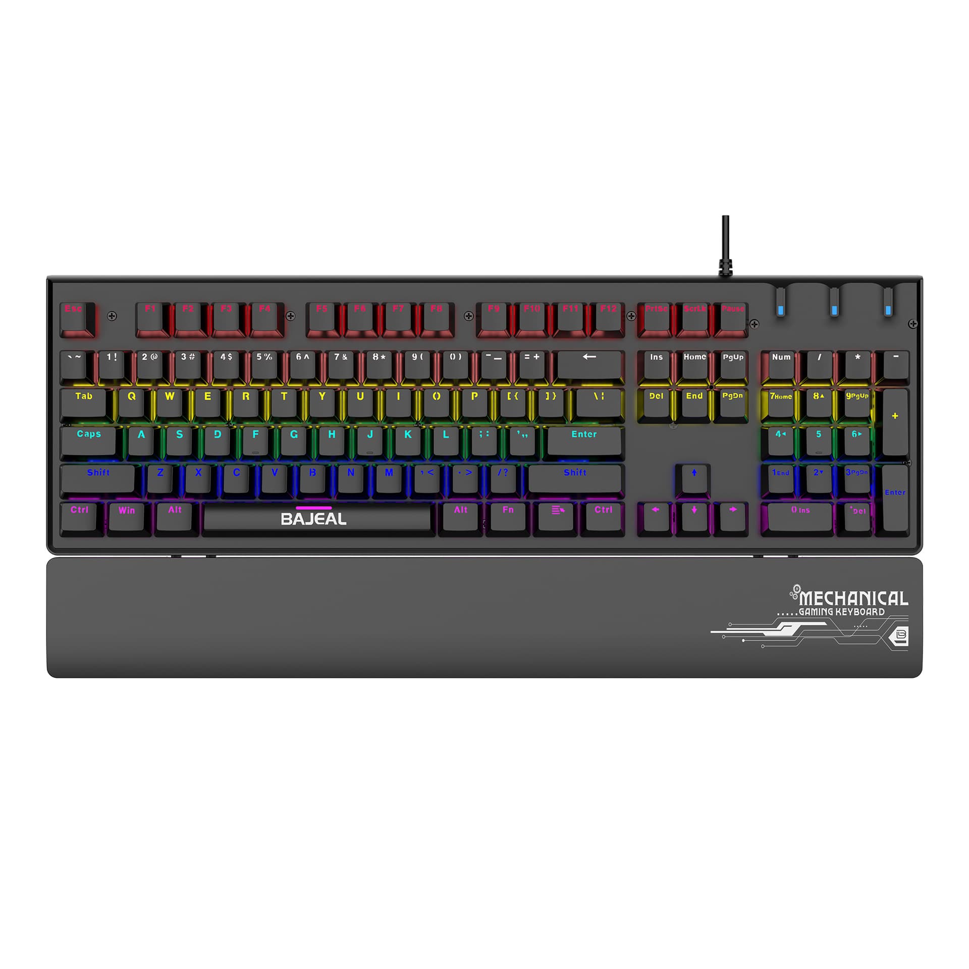 BAJEAL Mechanical Keyboard K600 Illuminated Blue Switch Gaming Tray Durable Panel USB Wired Game Keyboard