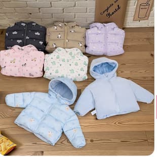 Amazon New Fall/Winter Reversible Down Cotton Puffer Jacket for Kids, Thickened and Fleece-Lined, Short Coat, Cross-Border Live Stream
