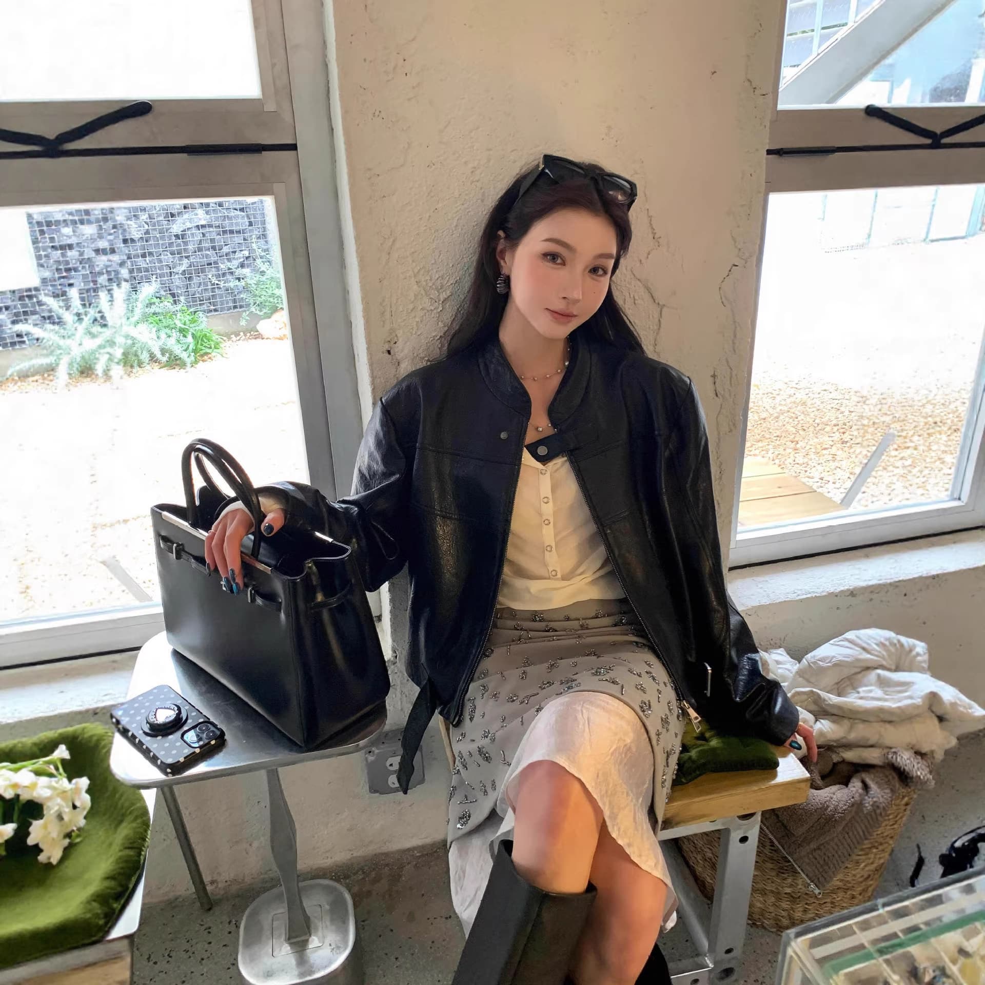 Black PU Leather Jacket for Women 2026 Spring New Short Cool Style High-End Korean Fit Petite PU Leather Coat