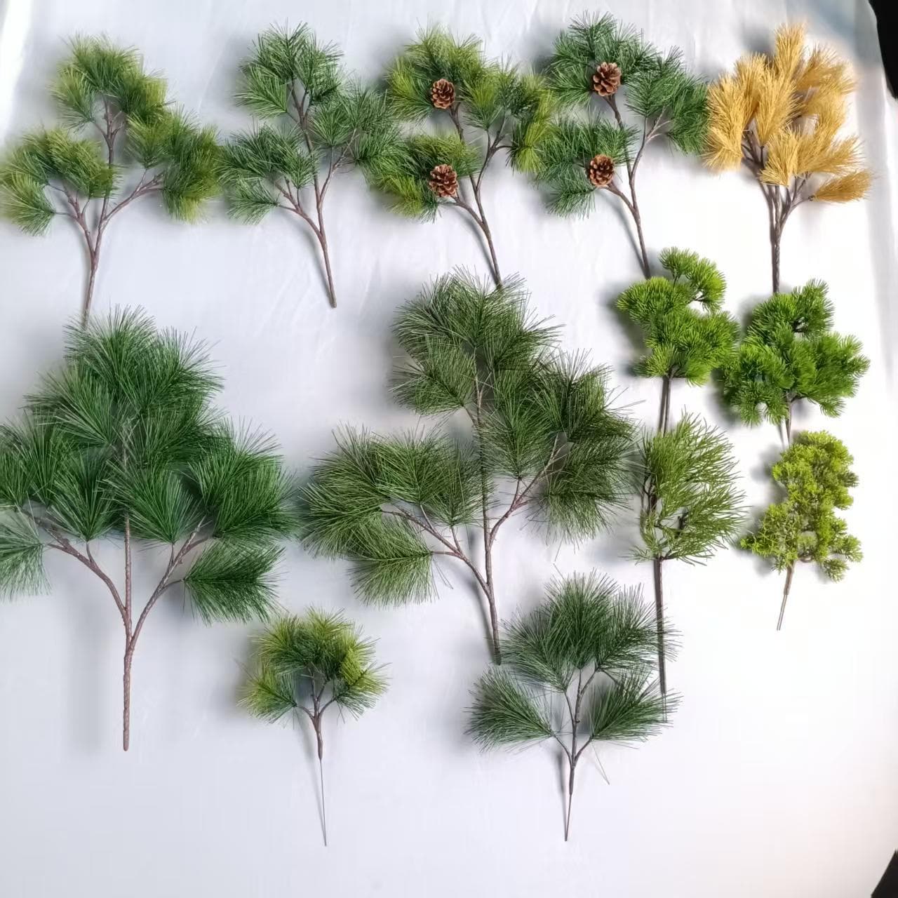Simulated Pine Needles with Fruit, Beauty Pine, Welcome Pine, Cliff Cypress Pine, Black Pine Simulated Branches and Leaves