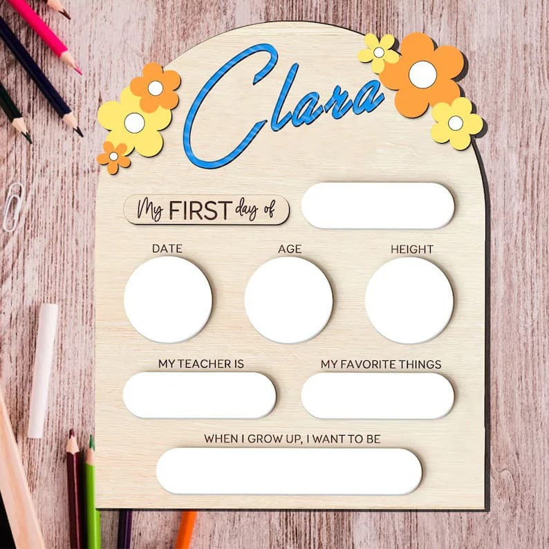 Cross-border First Day of School Sign, Personalized Back to School Wooden Sign, School Board First Day of School Sign