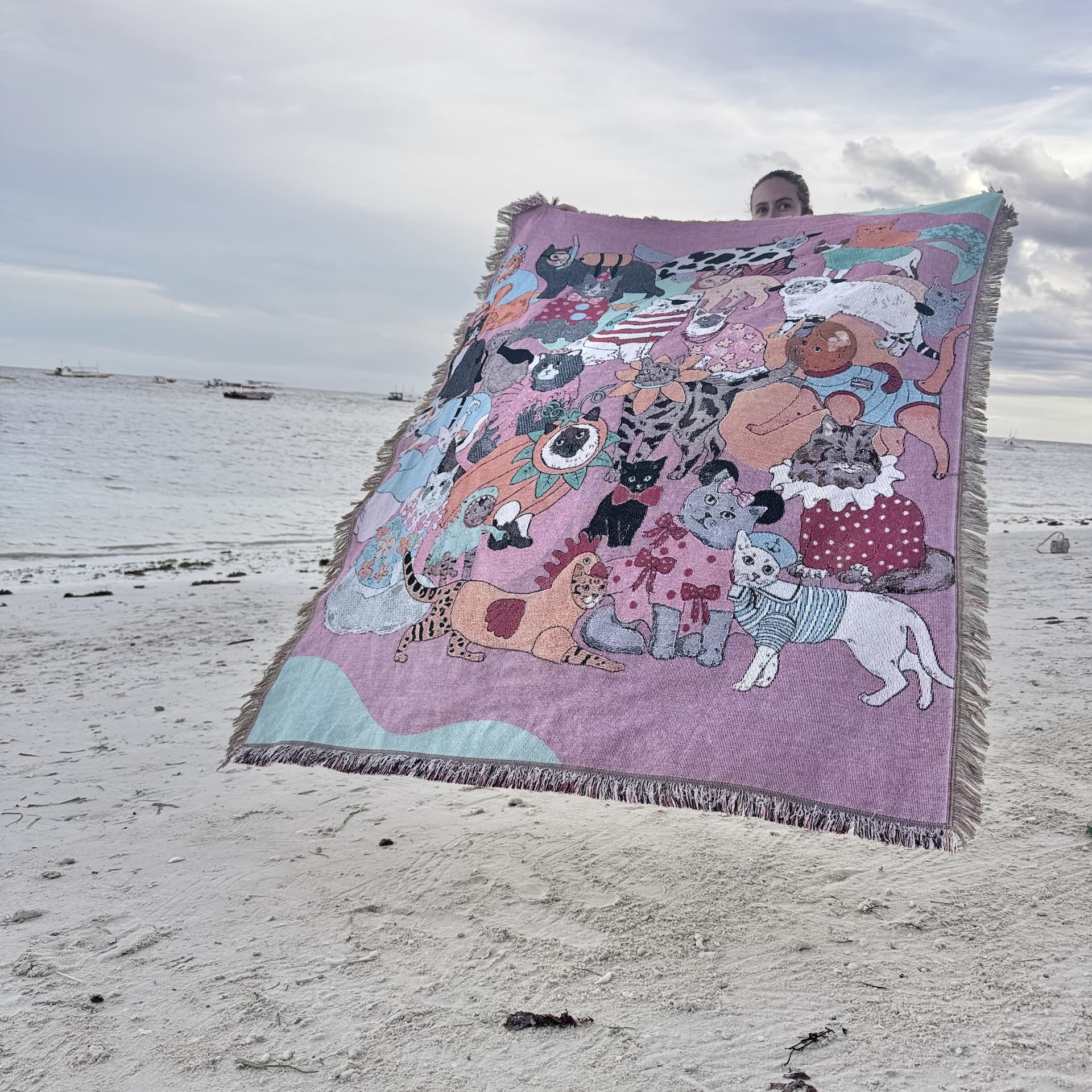Russian cross-border OZON Karen Mabon pink cat tapestry