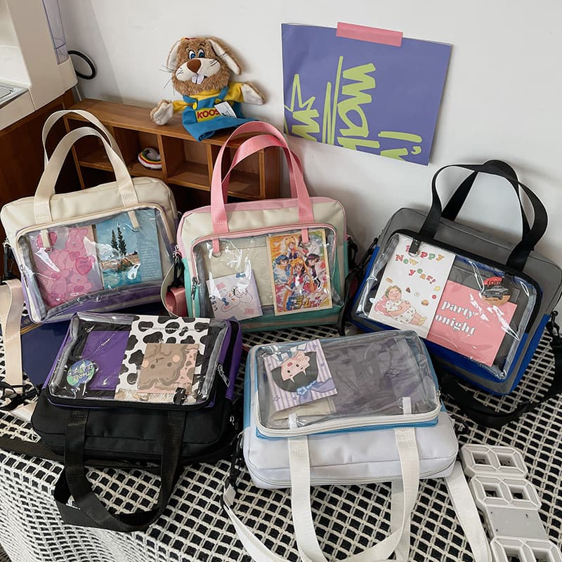 Ita Bag Plush Toy Bag Japanese Harajuku Style Versatile Women's Bag Transparent Badge Bag Plush Doll Bag Shoulder Bag Crossbody Bag