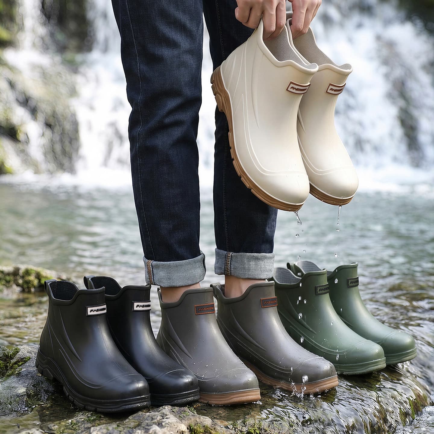 New Cross-Border Fashion Rain Boots for Men, Waterproof, Wear-Resistant, Adult Rain Boots, Kitchen Water Shoes