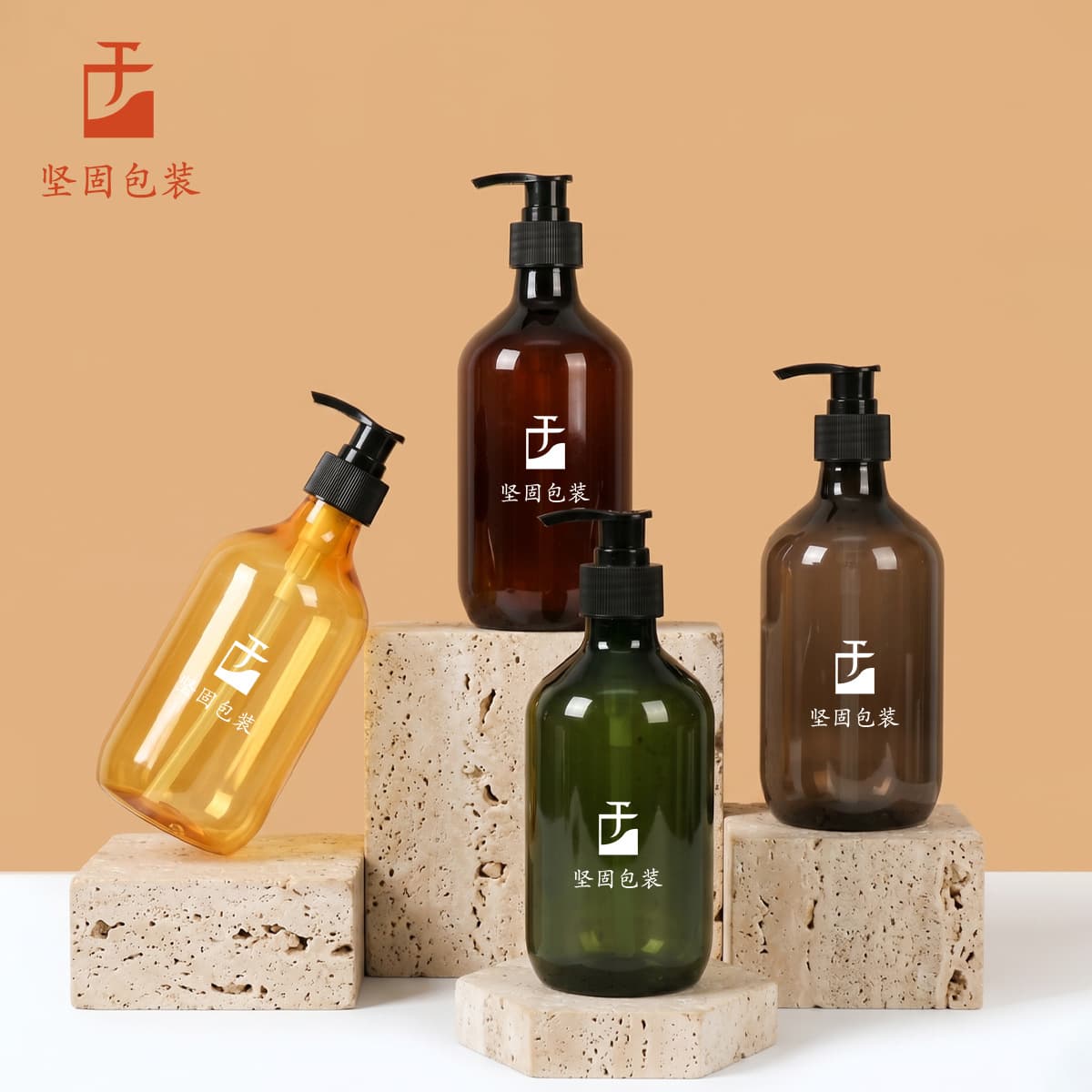 Factory direct sales shower gel bottle 500ml round shoulder pet plastic bottle large capacity conditioner shampoo press bottle