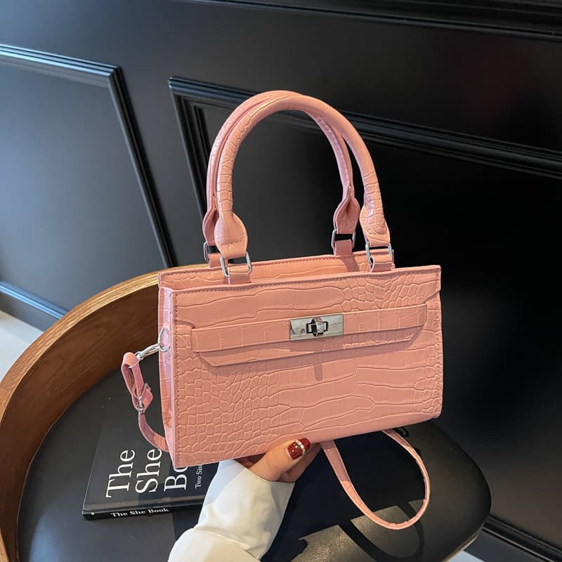 Small bag women's bag summer versatile 2025 new trendy fashion crossbody bag crocodile pattern handheld small square bag Kelly bag