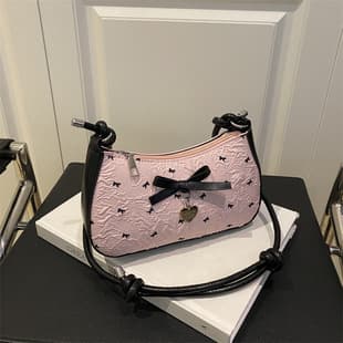2025 New Handbag Fashion Shoulder Crossbody Bag Sweet Baguette Bag Niche Design Bow Underarm Bag for Women