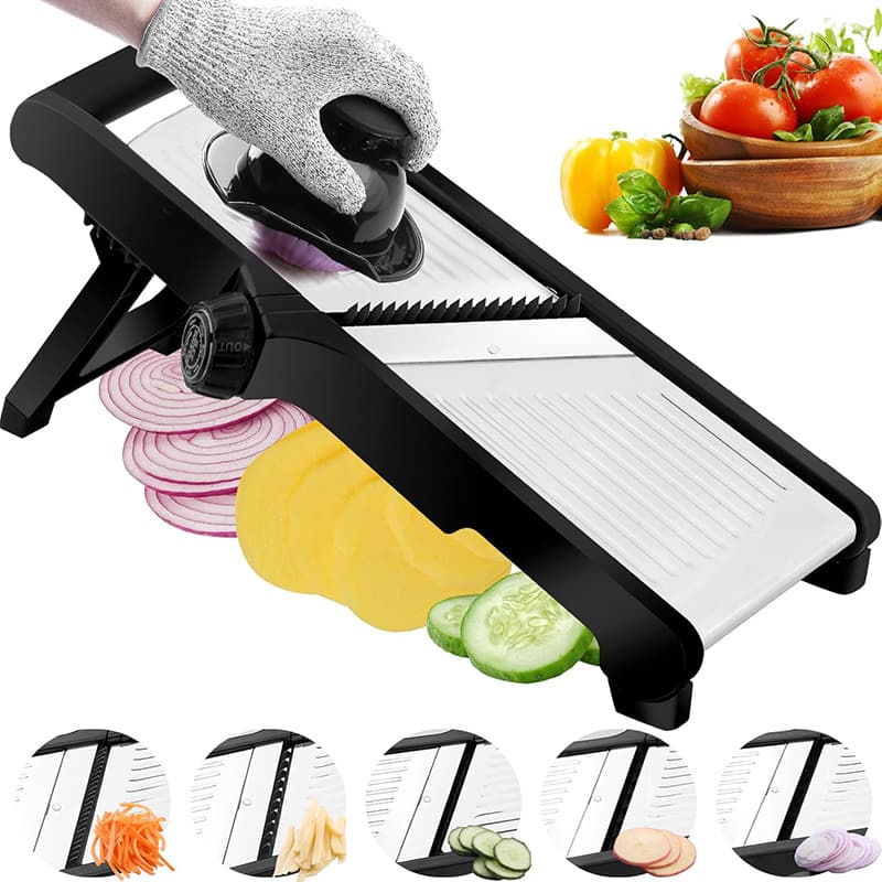 Multifunctional Stainless Steel Mandoline Slicer, Grater, Potato and Onion Slicer, Shredder with Hand Guard