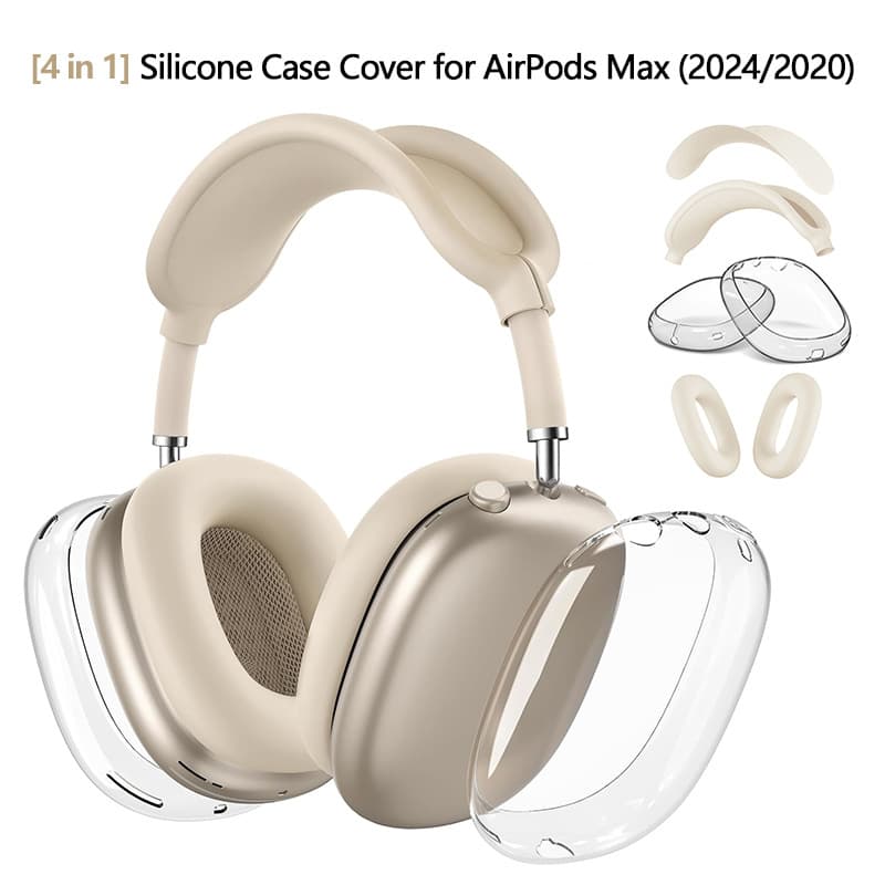 Silicone Protective Case for Apple Airpods Max Headband Four-Piece Set Ear Cushion Soft Shell Full Coverage Portable Design