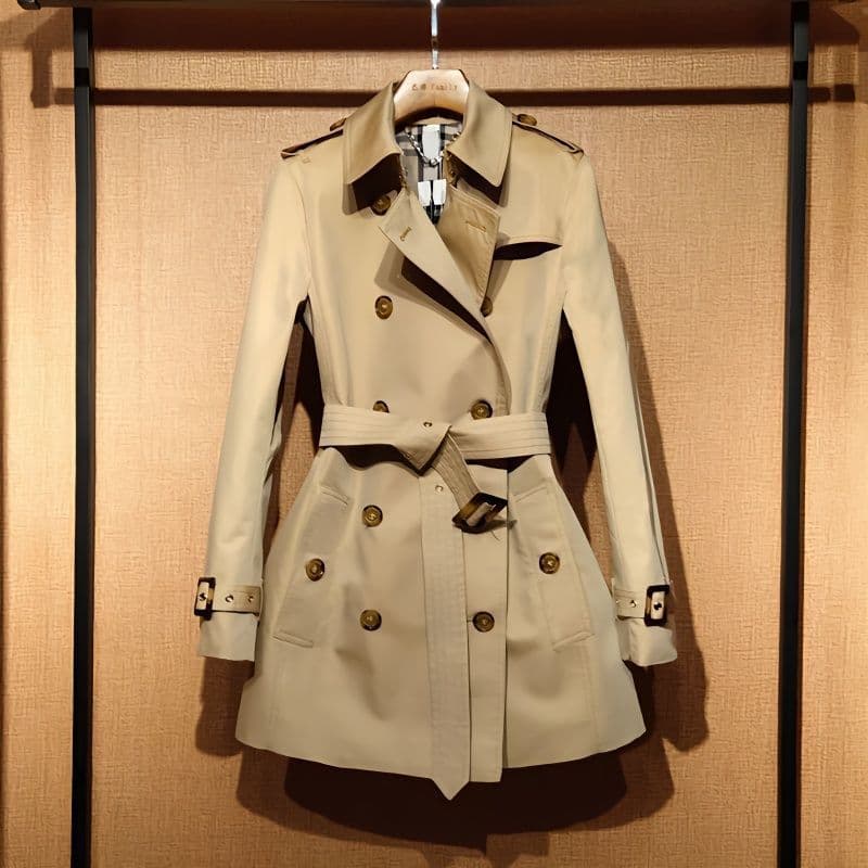 Khaki Short Trench Coat for Women 2023 Spring/Autumn New Petite Slim Waist-Defining British Style High-End Coat