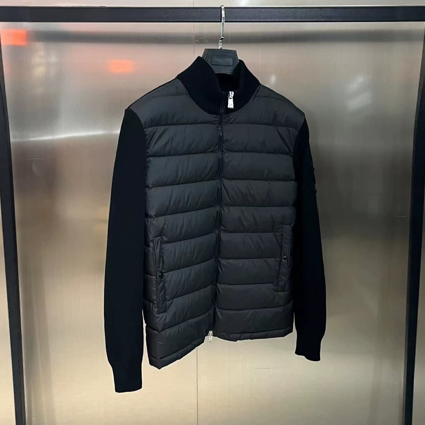 Cross-border lightweight Moncler knitted down jacket Padded Corduroy wool patchwork down jacket