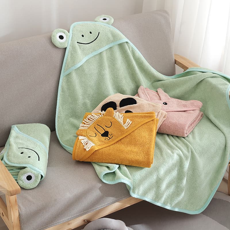 Cross-border pure cotton baby hooded bath towel poncho newborn baby bath towel absorbent shawl children's bathrobe newborn