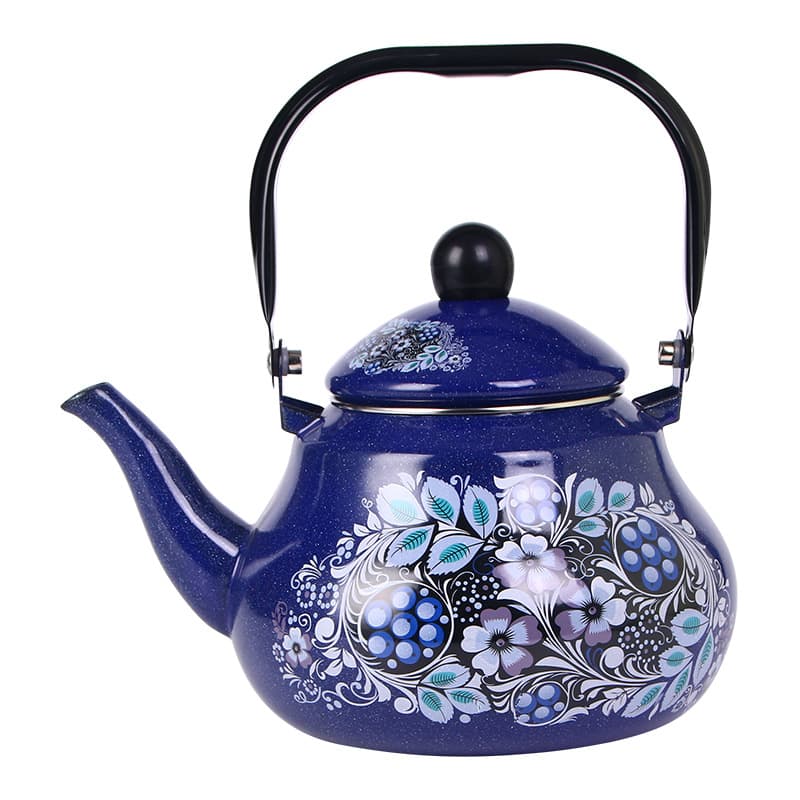 Cross-border export enamel coffee pot, enamel kettle with gold handle, pear-shaped kettle, cold water pitcher, steel handle kettle, enamel kettle for boiling water