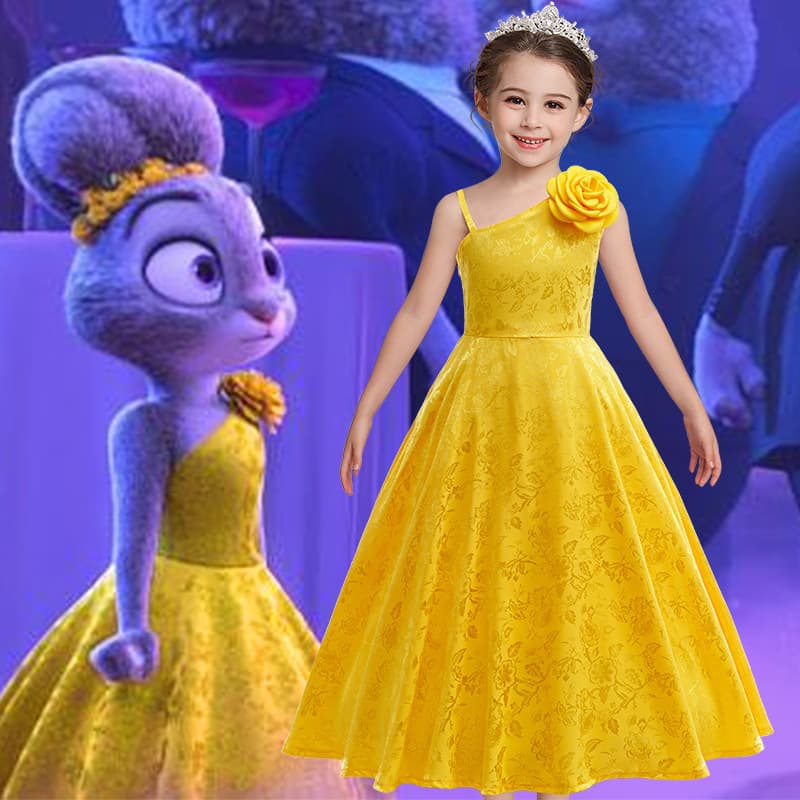 2025 Zootopia 2 Judy Dress Yellow Gown Halloween Cosplay Party Evening Dress