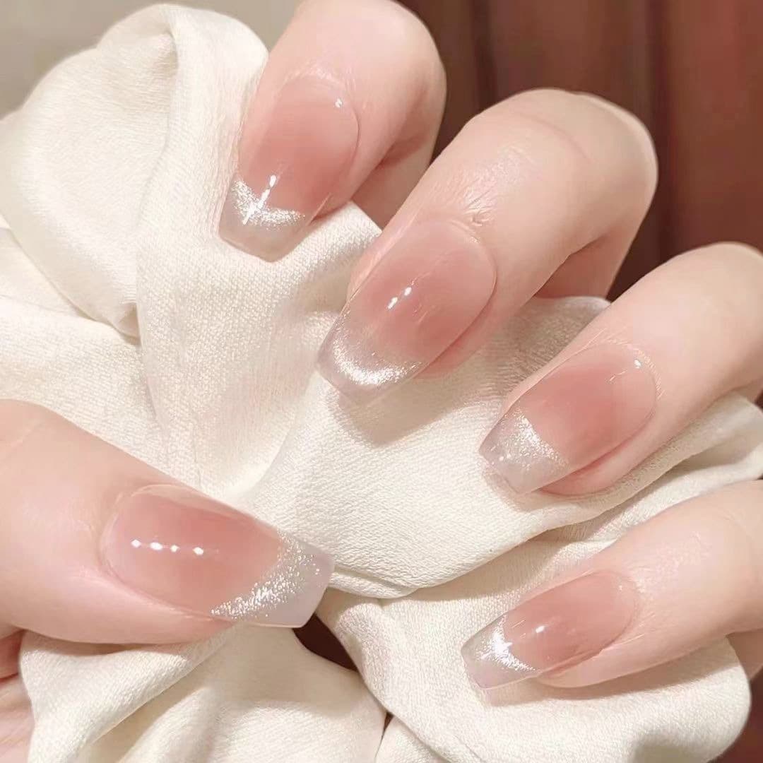 Handcrafted French Cat Eye Press-On Nails Blush High-End Look Wearable Nail Tips Wholesale