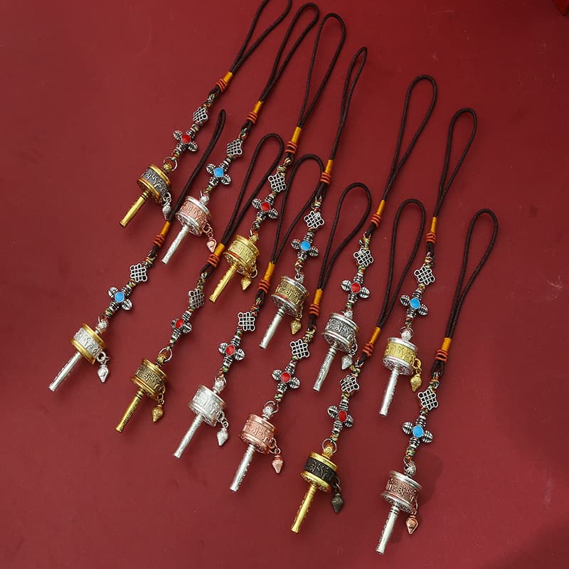 New Tibetan Ornament Alloy Prayer Wheel Six-Syllable Mantra Bag, Car Hanging Keychain Wholesale