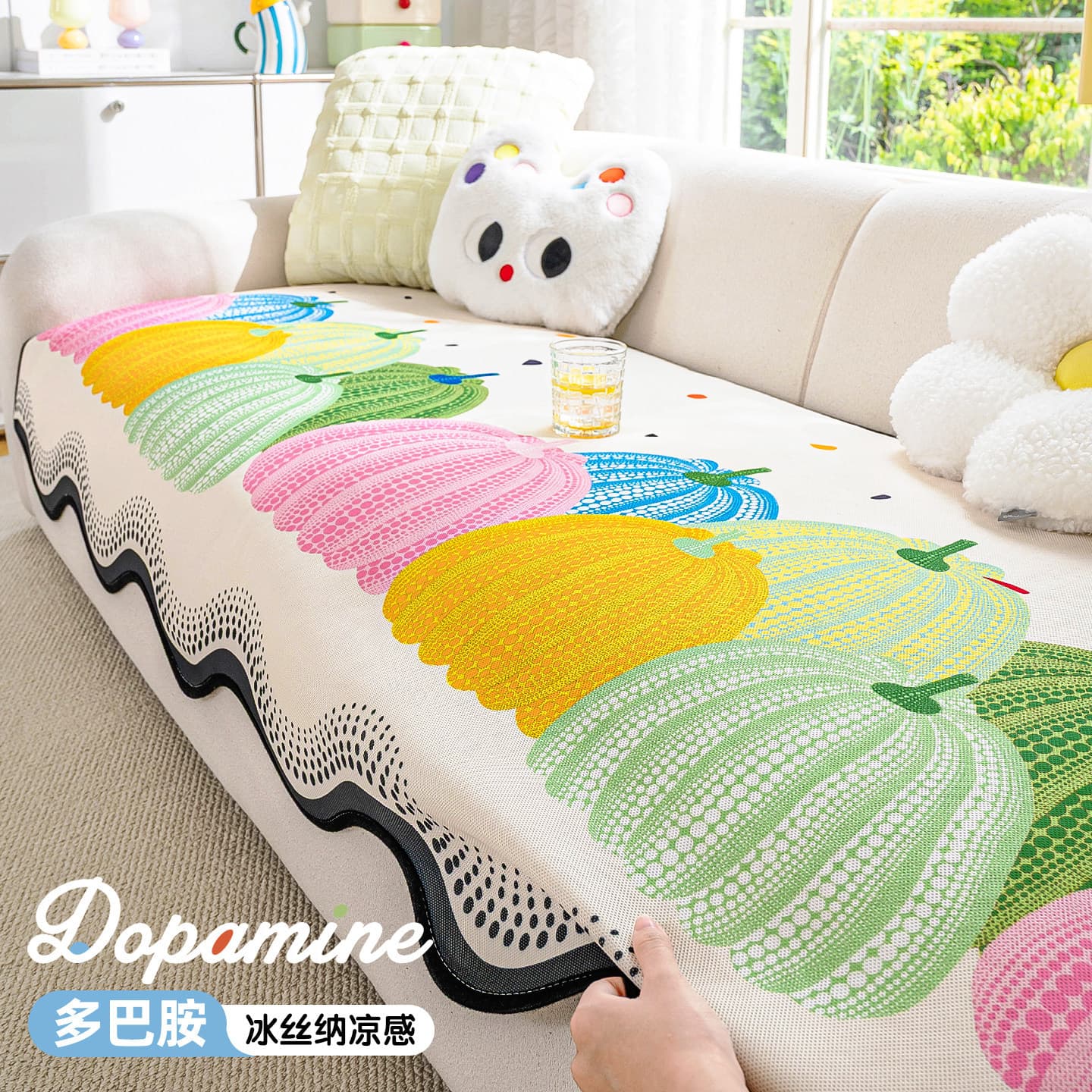 Dopamine pastoral ice silk sofa cushion summer sofa mat cushion 2026 new anti-slip straight seat cushion cover cloth towel
