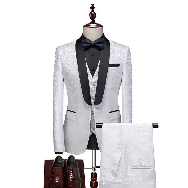 Plus Size Performance Suit, Men's Printed Suit Set, Choir Host Stage Costume, Three-Piece Suit