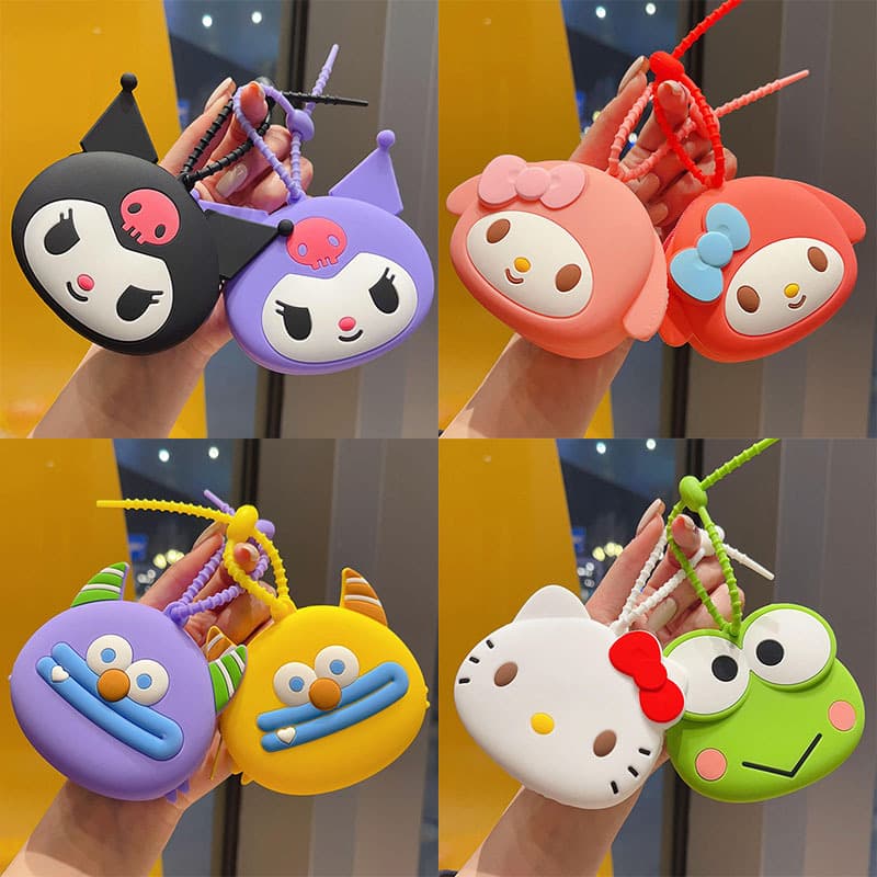 Sanrio Coin Purse Keychain Plush Cute Kuromi Wallet Charm Bag Accessory Doll Machine Gift