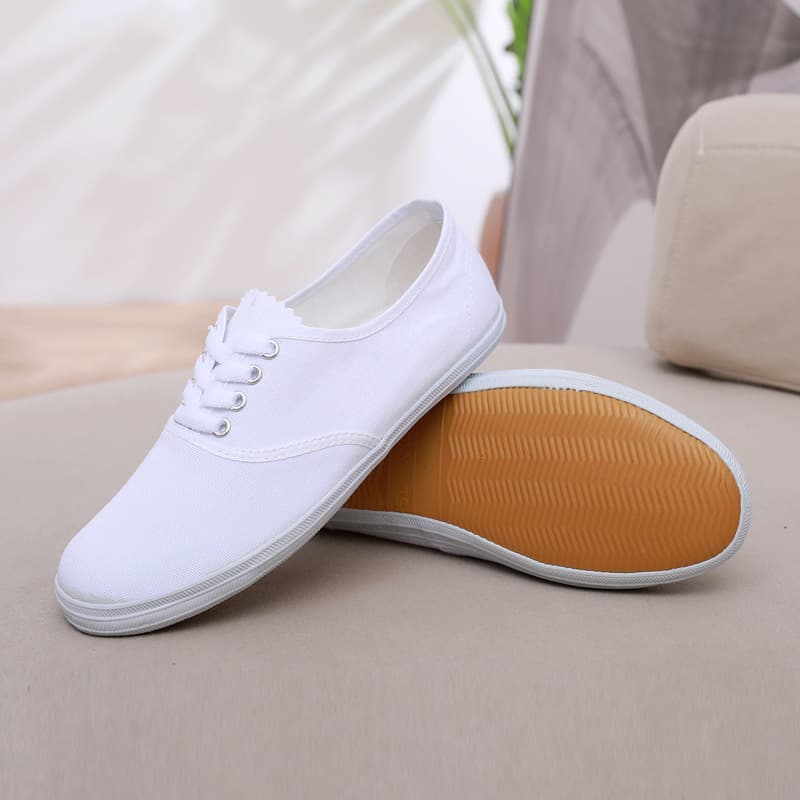 White Canvas Shoes for Men and Women, Dance Performance Shoes, Student Track and Field Gymnastics White Sneakers, Nurse Work White Cloth Shoes