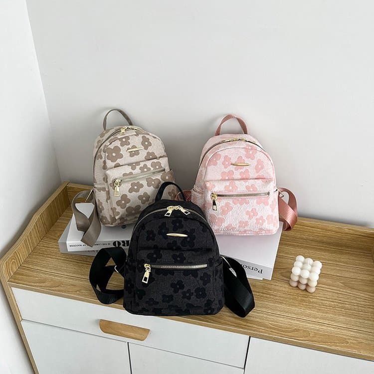 Trendy Floral Design Double-Shoulder Bag for Women, Summer Ins Fashion Versatile Hot-Selling Small Backpack