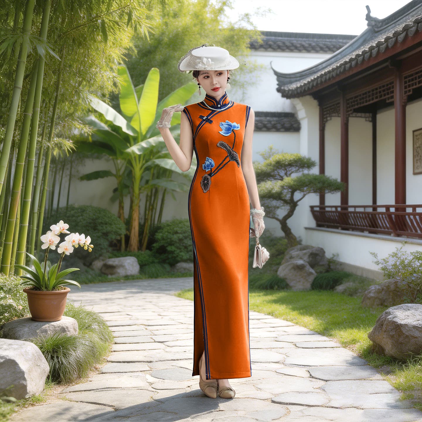 New Chinese-style Cheongsam Vintage Button Slit 2026 New Year Performance Dress Body Etiquette Instructor Long Gown