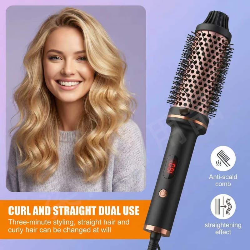 New Cross-Border Hot Air Curling Brush Straightening and Curling 2-in-1 Hair Styler Large Curl Inner Buckle Bangs Hair Iron