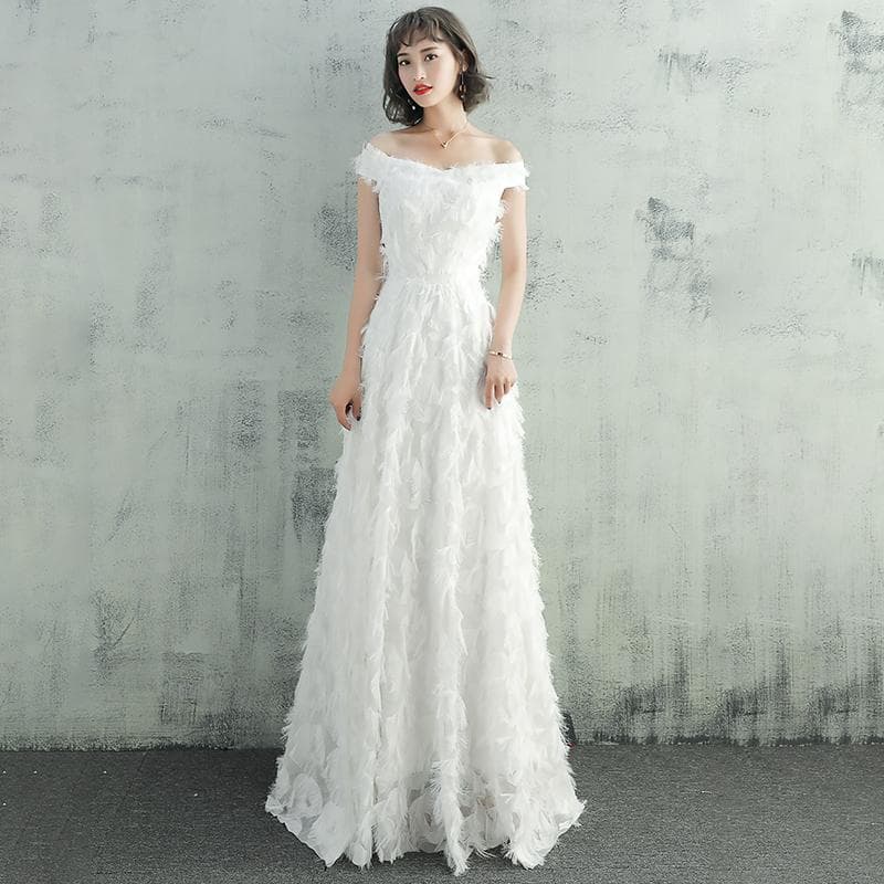 White Evening Gown 2026 New Banquet Host One-Shoulder Simple Choir Performance Dress Reception Gown