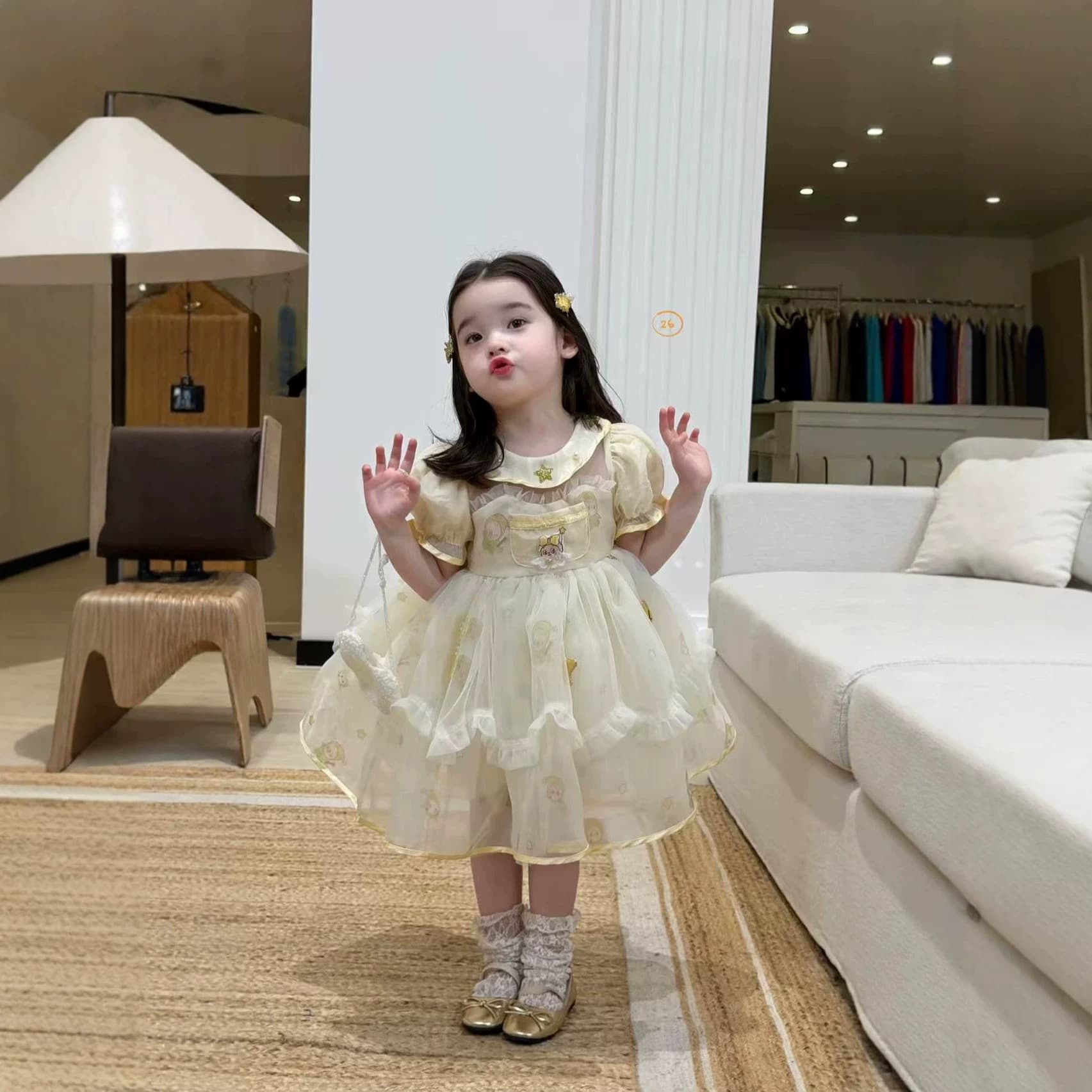 Girls' Princess Dress Summer Mesh Birthday Dress for Baby Girls 2026 New Style Children's Summer Short-Sleeve Dress